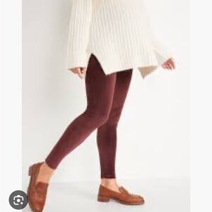 Maroon velour maternity leggings S